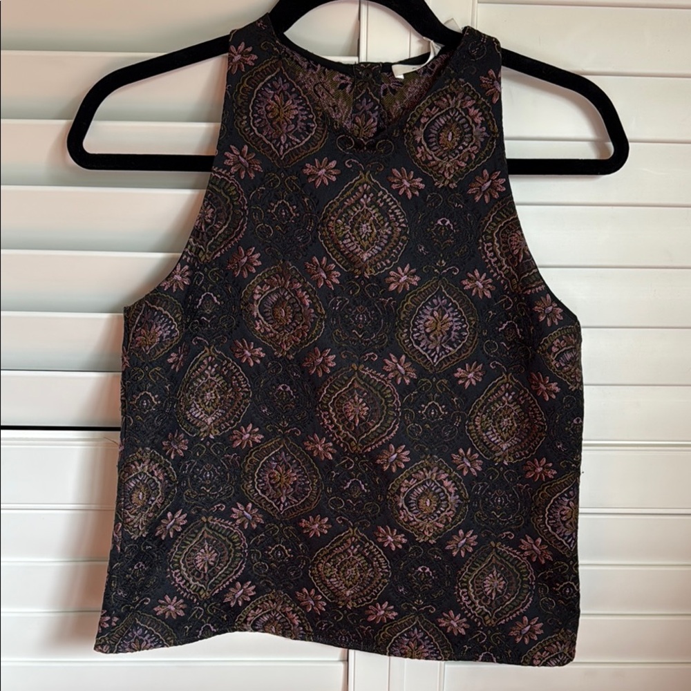 A.L.C. Floral Patterned Tank Top in Green and Pink